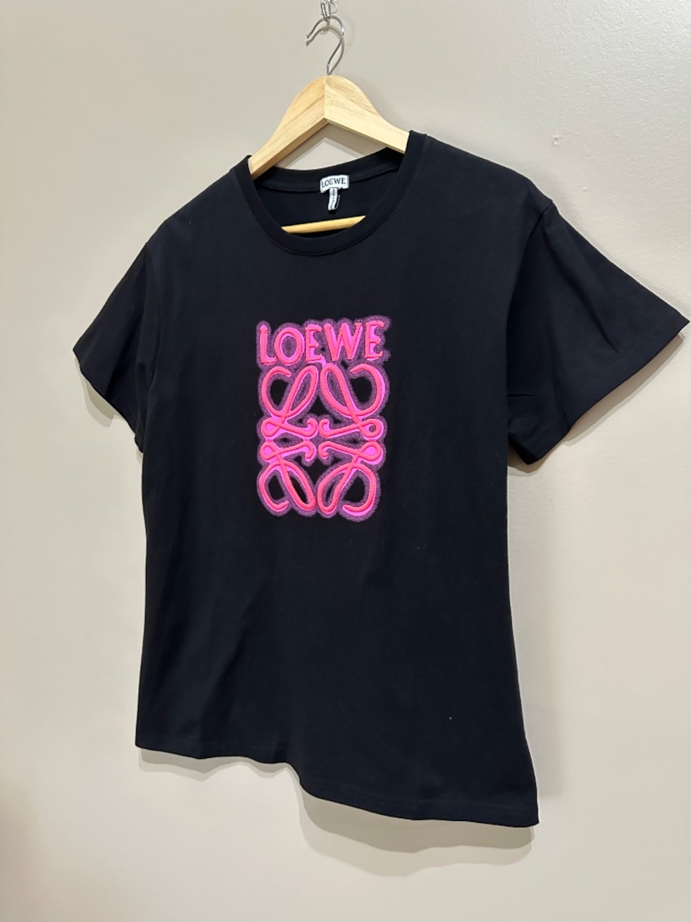 Loewe Black Neon Anagram Cotton Crew Neck Tee T-shirt Size S - Picture 2 of 6